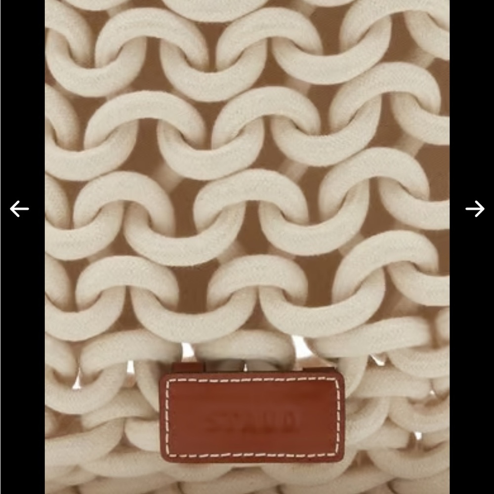 STAUD Corda Cream and Brown Leather-trimmed Rope Bag - Picture 7 of 11